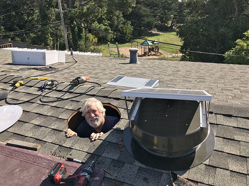 Solar attic fan install